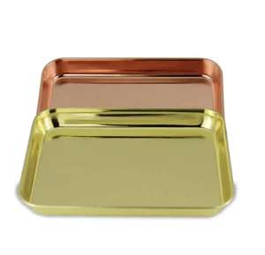 ถาดเสิร์ฟสีทองโลหะทรงสี่เหลี่ยมผืนผ้าสุดสร้างสรรค์สำหรับกาแฟและของตกแต่งบ้านสำหรับโรงแรมร้านอาหารและวิลล่า - Product Image 1