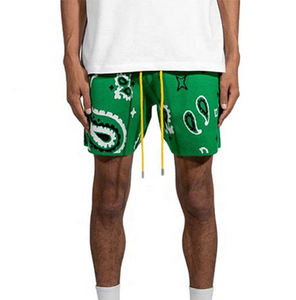 Ropa de calle personalizada, pantalones cortos de punto Jacquard de baloncesto, pantalones cortos de malla de playa de verano, pantalones cortos de Bandana con estampado de Cachemira para hombres - Product Image 3