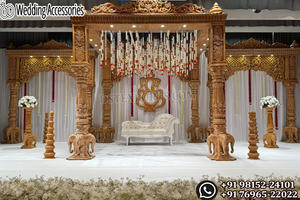 Latest Design Wedding Wooden Mandap Set Traditional Hand Carved Wooden Mandap <b>Stage</b> Decoration Wooden Mandap For Hindu Wedding - Product Image 6