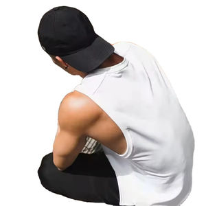 Débardeurs sans manches pour hommes, Muscle Fit couleur unie avec logo personnalisé à prix abordable 100% débardeur en coton pour hommes - Product Image 4