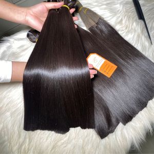 Ready to Ship Black Brazilian Remy Bone Straight <b>Hair</b> Extensions with Machine Double Weft Fusion Attachment All Colors Suitable - Product Image 1