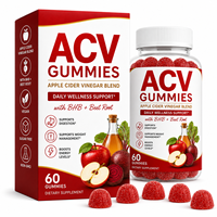 Gummies au vinaigre de cidre de pomme 500mg avec poudre d'ACV, sels de BHB, racine de betterave, grenade, vitamine B12, 60 gummies, sans sucre