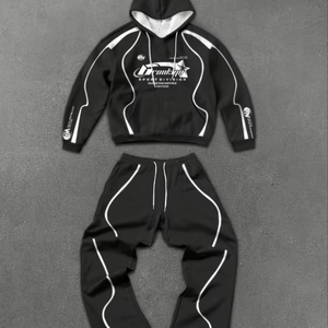 Custom Plus Size Vintage Breathable Screen Pullover Casual Sweatsuit Jogging Suits Reflective Printing Fleece Sweatshirt - Product Image 1