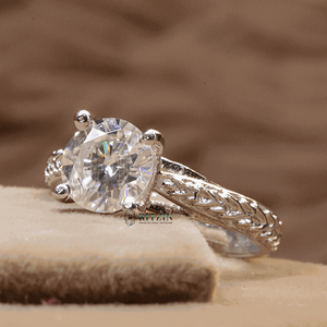 Anillo de compromiso solitario diamante corte redondo para mujer - Product Image 2