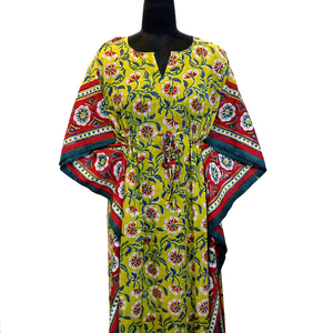 Hot Selling <b>Kaftan</b> Women Dress Comfortable Luxury Long Size Hand Block Printed Soft Cotton Voile <b>Kaftan</b> Nightwear <b>for</b> <b>Sale</b> - Product Image 5