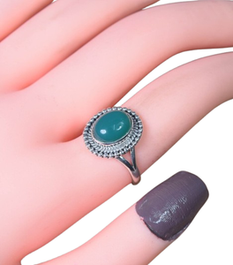 Anillo de Plata de Ley 925 Hecho a Mano, Estilo Boho, con Piedra Preciosa de Ónice Verde, Anillo de Moda para Mujer, Regalo para Ella - Product Image 1