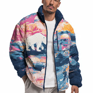 Veste en polaire sherpa à sublimation OEM, veste en polaire polaire pour homme, veste en polaire polaire imprimée pour homme, veste en polaire polaire à sublimation - Product Image 3
