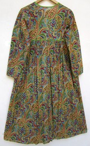 Vintage bohème Maxi robe luxueux 100% coton Floral main bloc imprimé femmes décontracté robe d'été avec boutons naturel - Product Image 2