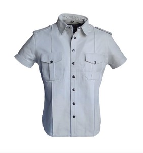 Wholesale Short Sleeve Men <b>Leather</b> <b>Shirt</b> with High Quality Material Custom Size and logo Breathable Men's <b>Shirts</b> in All Color - Product Image 4