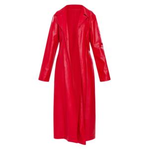 Manteau trench gothique pour femme en cuir véritable respirant, écologique, imperméable, coupe ajustée, long - Product Image 5