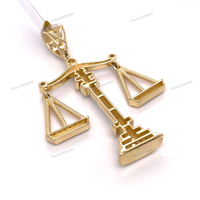 Nouveau Pendentif Balance Libra en Moissanite Plaqué Or Authentique Hip Hop, Bijoux de Fête Personnalisables en Gros