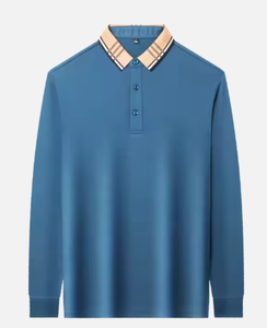 Camiseta de Manga Larga para Hombre, Cuello en V, Corte Regular, Diseño Sólido, Tejido de Felpa de Poliéster/Algodón de 180 Gramos, Transpirable, Informal, Superventas - Product Image 1