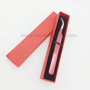 Wholesale Price Eyelash extension tweezer color red silver tip with high quality eyelash tweezer easily hand made tweezer