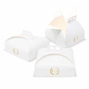 Cajas para pasteles mod. SWEET blanco brillante con asa - Personalizado en 1 color - 23 x 23 - Product Image 2