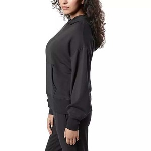 Sudadera con capucha para mujer, suéter de manga larga de Color negro completo, sudaderas con capucha de algodón de alta calidad para gimnasio y Fitness - Product Image 2
