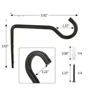 16cm kuş besleyici ekici fener rüzgar çan asılı bitki braketi bitki askı demir kapalı açık duvar montaj dekoratif kancalar