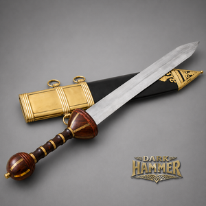 Espada Gladius, Espada Decorativa de Estilo Romano Histórico con Mango de Madera Ornamentado y Funda Negra - Product Image 2