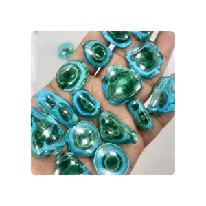 Loose Natural Chrysocolla Malachite Cabochon Gemstone <b>for</b> Jewelry Making High-Quality Cabochon Mix Shape Size 20-30 Bulk Export - Product Image 3