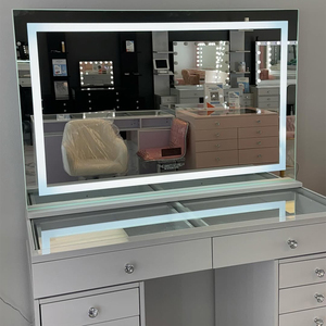 Table de maquillage pratique en panneaux de bois, montage facile, lumière <span class=keywords><strong>LED</strong></span> à luminosité réglable pour les marchés de détail, miroir de coiffeuse - Product Image 3