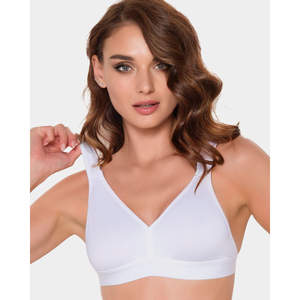 Sujetador Deportivo de Microfibra 130 para Niñas, Sin Varillas, Ligero, Beige/Negro/Blanco, para Yoga y Gimnasio, con Estampado, Forro Elástico de Spandex - Product Image 1