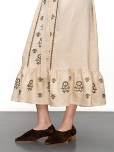 Vestido Maxi bohemio de verano de algodón ucraniano para mujer con bordado, Vestido de manga larga, vestido de trabajo bordado en la playa para mujer - Product Image 6