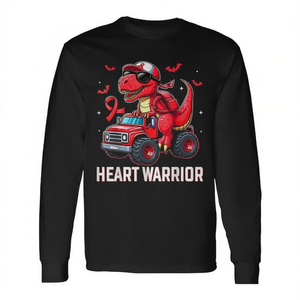 Maglietta a Maniche Lunghe per Bambini Dino Trex con Design Heart Warrior per la Consapevolezza sulle Malattie, Abbigliamento Promozionale - Product Image 2