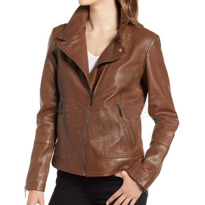 Veste en cuir de qualité supérieure Nouvelle dernière conception Logo personnalisé Imperméable PU Dames Vestes en cuir à la mode - Product Image 4