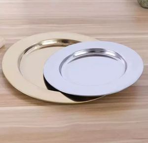 Best Selling Gold round Aluminium Storage <b>Charger</b> Plate Serving Tray Platter for Wedding Table Decor Affordably Elegant - Product Image 1