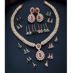 Stunning Best Quality With Matte Finish Stones Look Designer <b>Necklace</b> <b>Set</b> With <b>Earrings</b> For Special Occasion Wear For Women - Product Image 1