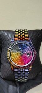 Nuevo Reloj de Pulsera Mecánico Automático de Acero Inoxidable con Diamantes de Moissanita VVS Coloridos en Corte Baguette, Moda de Lujo para Hombre - Product Image 2