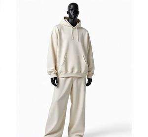 Ensemble de survêtements unisexe personnalisé grande taille, style streetwear décontracté, avec sweat à capuche et pantalon de survêtement coupe ample, en tissu épais - Product Image 6