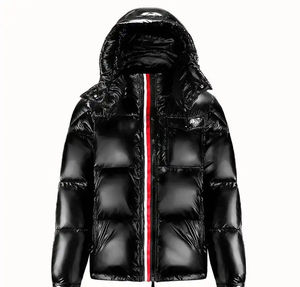 Veste d'hiver épaisse à capuche en duvet personnalisée, tendance streetwear, veste à bulles brillante pour homme, vestes à bulles pour homme - Product Image 1