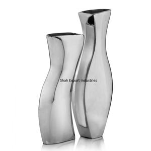 Florero de Metal de diseño creativo Chapado en plata para el hogar sala de estar Mesa florero decorativo multiusos - Product Image 1