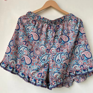 Vintage Hippie maillots de bain confortable Festival été femmes à la mode à la main Boho soie Shorts recyclé Sari Floral salon porter élastique - Product Image 1