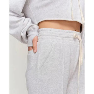 Pantalones de chándal acampanados de cintura alta 330 Gsm para mujer, conjunto de chándal informal para Fitness, pantalones cortos activos con logotipo personalizado al por mayor - Product Image 6