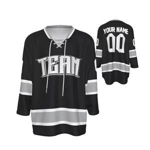 Jersey de Hockey Personalizado en Negro, Gris y Plateado, Estilo Único, Transpirable, Tejido Ecológico de Poliéster/Algodón, el Mejor - Product Image 1