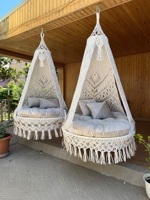Couleur blanche Nouveau design Macramé Grand Hamac Chaise Style Boho Tissé à la Main adulte Grande Balançoire pour salon et patio