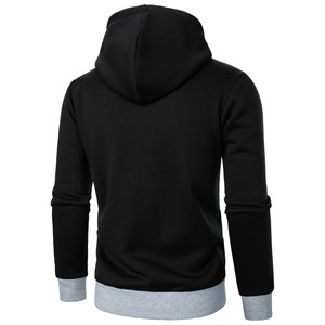 Sweat à capuche d'hiver pour homme en polyester/coton uni noir - Product Image 3