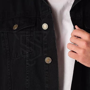 Chaqueta de Mezclilla Personalizada para Hombre, Estilo Urbano, Cuello Alto, Transpirable, de Algodón/Poliéster, Cómoda para el Invierno - Product Image 4