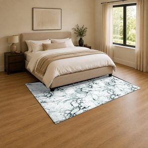 Alfombra de Área Chenille Lavable a Máquina, Antideslizante, con Estampado Digital Oriental Tradicional en Color Crema Marfil, Modelo LXDP-0971 de RUGS DEPOT, Venta al Por Mayor - Product Image 3