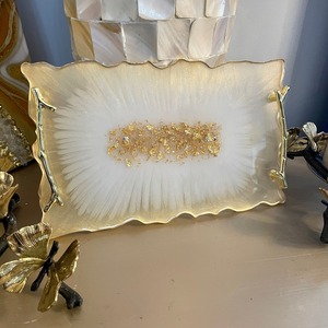 Plateau en résine de haute qualité fait à la main artistique motif floral sous-verres de conception personnalisables organisateur élégant pour clés pièces de monnaie - Product Image 2