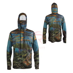 Sweat à capuche de pêche pour homme de haute qualité, léger, respirant, imprimé uni, avec cordon de serrage, en polyester/coton pour l'hiver - Product Image 2