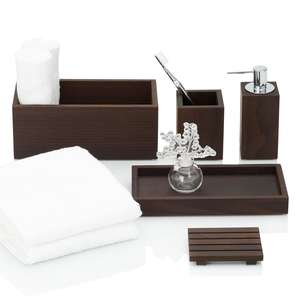 Juego de baño de madera al precio más bajo para el baño del hogar, artículo decorativo para juego de baño de madera de tamaño personalizado - Product Image 5