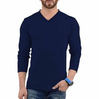 Manches courtes respirant col en V formel tricoté polyester/coton coupe régulière t-shirts pour hommes