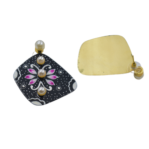 ภาพวาดด้วยมือ ชุบทอง ขายส่ง ทองเหลือง ไม้ถูพื้น หิน ต่างหูสตั๊ด ผู้ผลิต ผู้จัดจําหน่าย ต่างหูห้อยหินชุบทอง 18k - Product Image 4