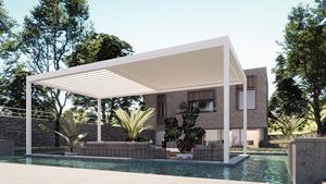 Pérgola Moderna para Exteriores de 120x150, Ecológica, Resistente a la Intemperie, con Recubrimiento en Polvo de Aluminio, con Jardinera y Vidrio Templado Motorizado - Product Image 2