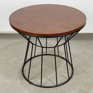 Antique Iron Frame <b>Coffee</b> <b>Table</b> with Wooden Top 60x60x52cm Durable Convertible Industrial Design for Living Room Use - Product Image 5