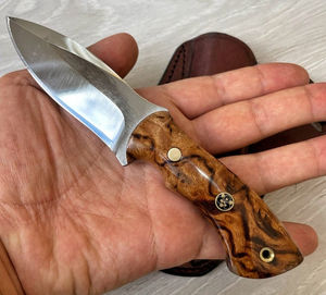 Couteau de chasse et Bowie de haute qualité en acier inoxydable de 8 pouces, à lame pleine, pointe clip, bord dentelé, manche en cuir personnalisable, OEM - Product Image 2