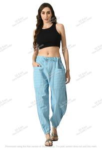 กางเกงวิ่งผ้าไหมผ้าใบเป็นมิตรกับสิ่งแวดล้อมของผู้หญิงสบายทรงถุงโลโก้ทรงตรงสไตล์ฮาเร็มระบายอากาศได้ดี - Product Image 3