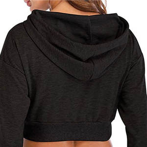 Jersey de algodón con logotipo personalizado para mujer, Top corto con capucha, ropa de calle, estilo informal, Sudadera con capucha para mujer - Product Image 6